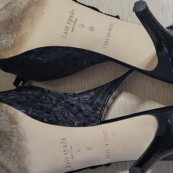 VINTAGE Kate Spade Black Lace Strapy Kitten Heels Size 9 - Picture 7 of 8